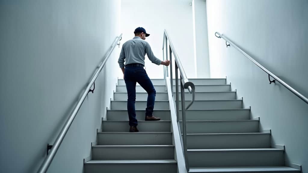Technicien en train de vérifier un monte-escalier à Priziac