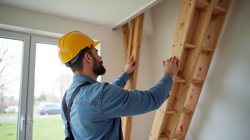 Technicien en train de vérifier un monte escalier dans une maison à Chamant