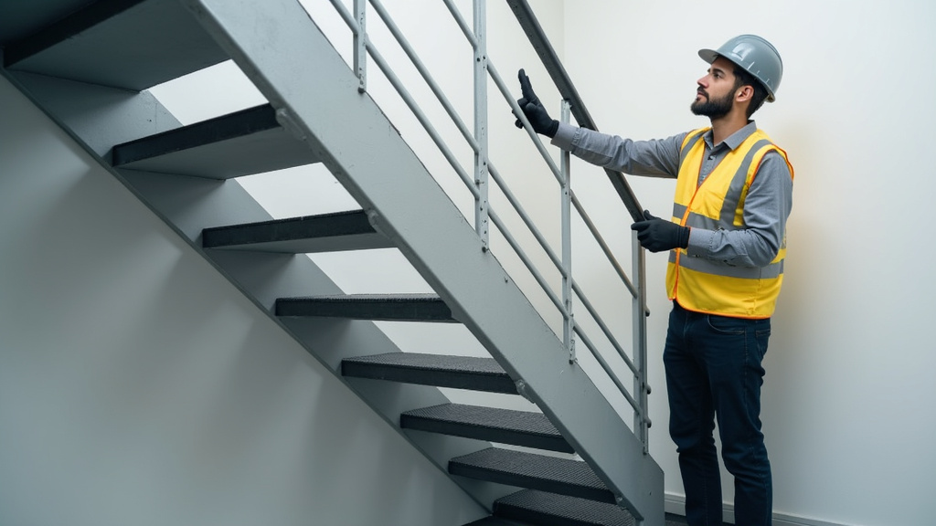Technicien en train de vérifier un monte-escalier lors d