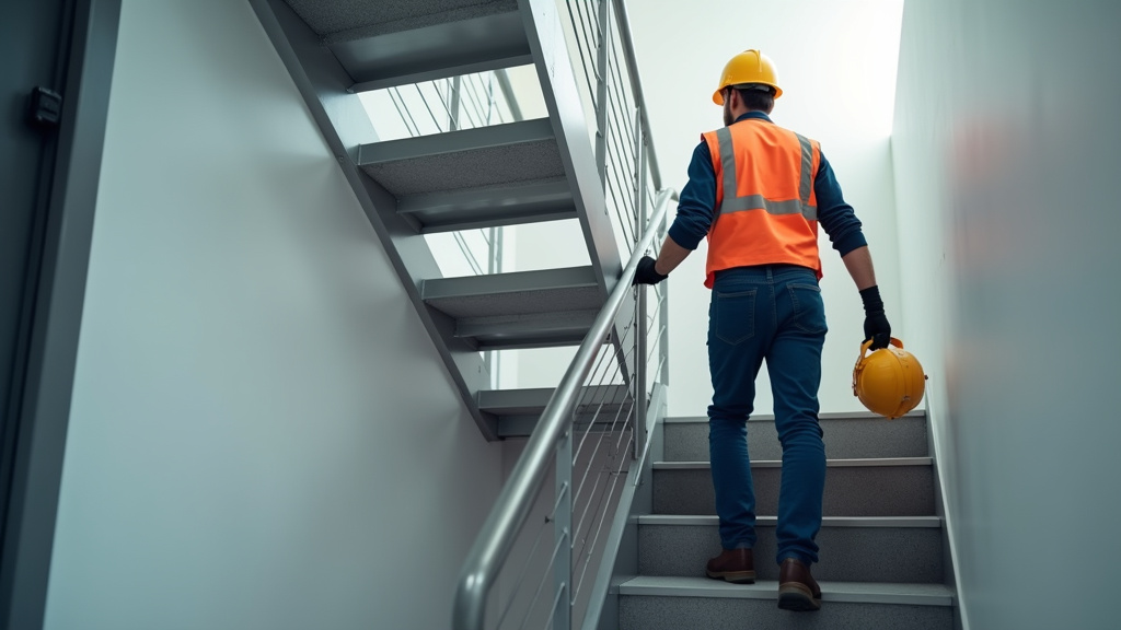 Technicien en train de vérifier un monte-escalier lors d