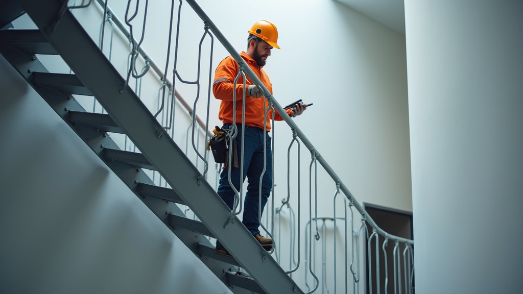 Technicien en train de vérifier un monte escalier lors d