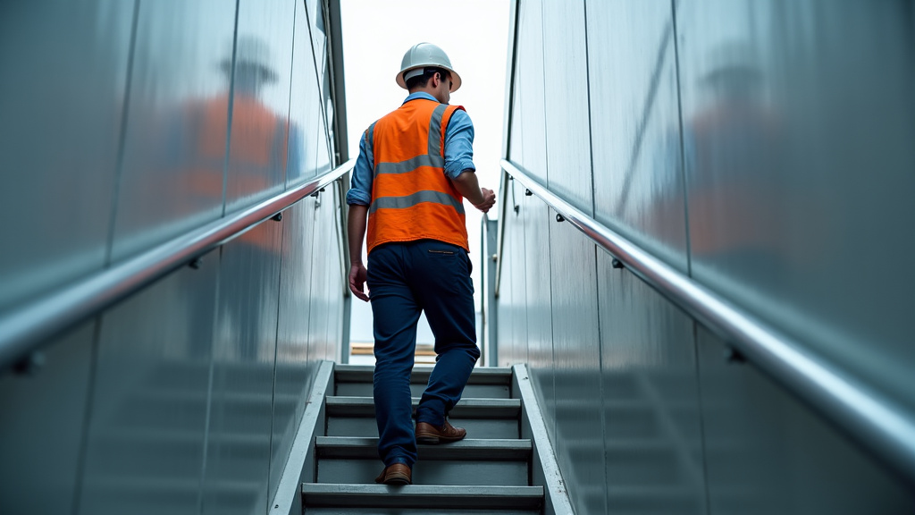 Technicien en train de vérifier un monte-escalier lors d