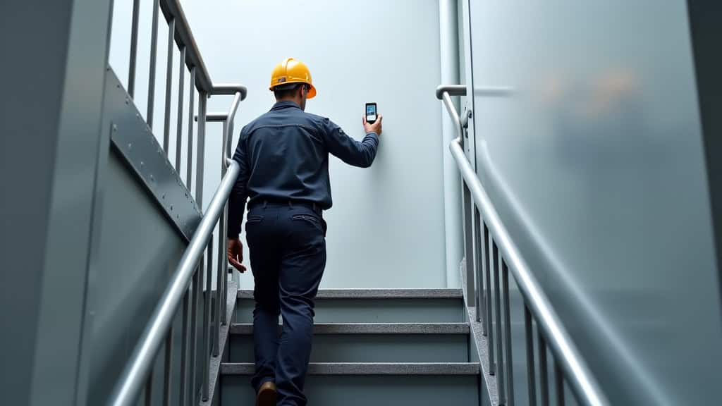Technicien en train de vérifier un monte-escalier