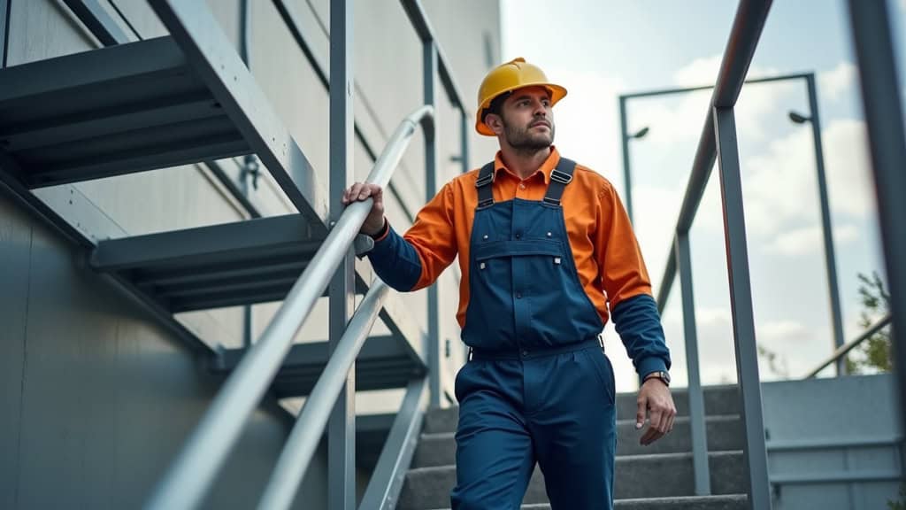 Technicien en train d’effectuer l’entretien d’un monte-escalier à Le Buisson-de-Cadouin