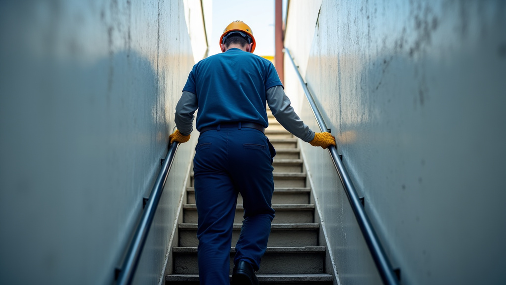 Technicien en train d’effectuer un entretien sur un monte-escalier à Tôtes