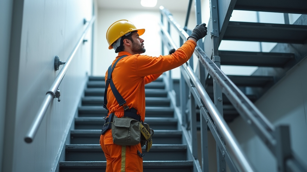 Technicien en train d’effectuer une maintenance sur un monte escalier à Voulmentin