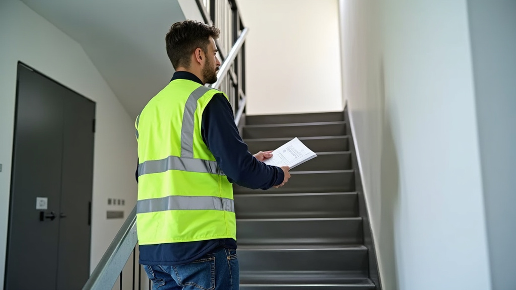 Technicien en train d’effectuer une visite technique pour un monte-escalier à Clary