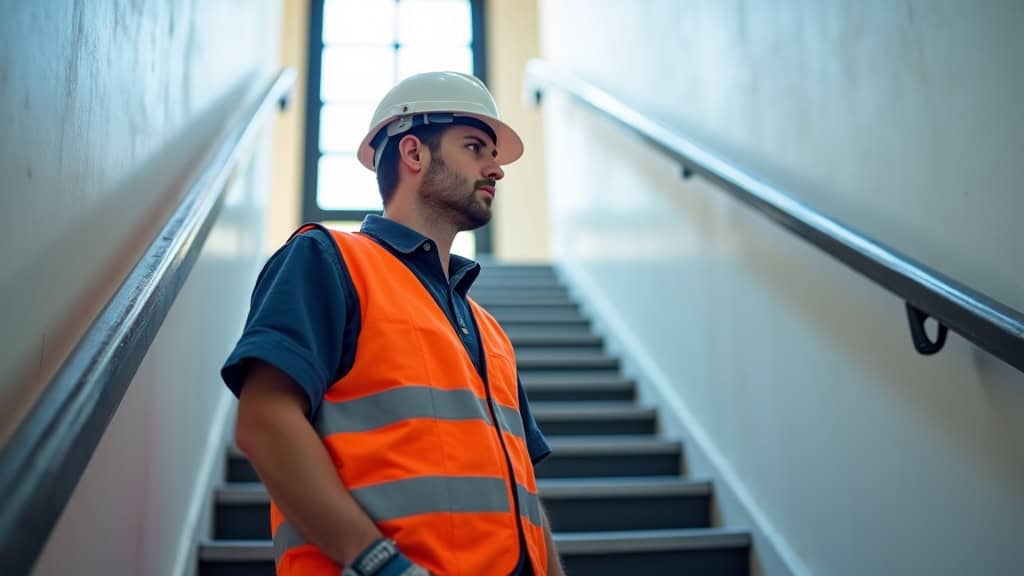 Technicien en train d’effectuer une visite technique pour un monte-escalier à Dourdan