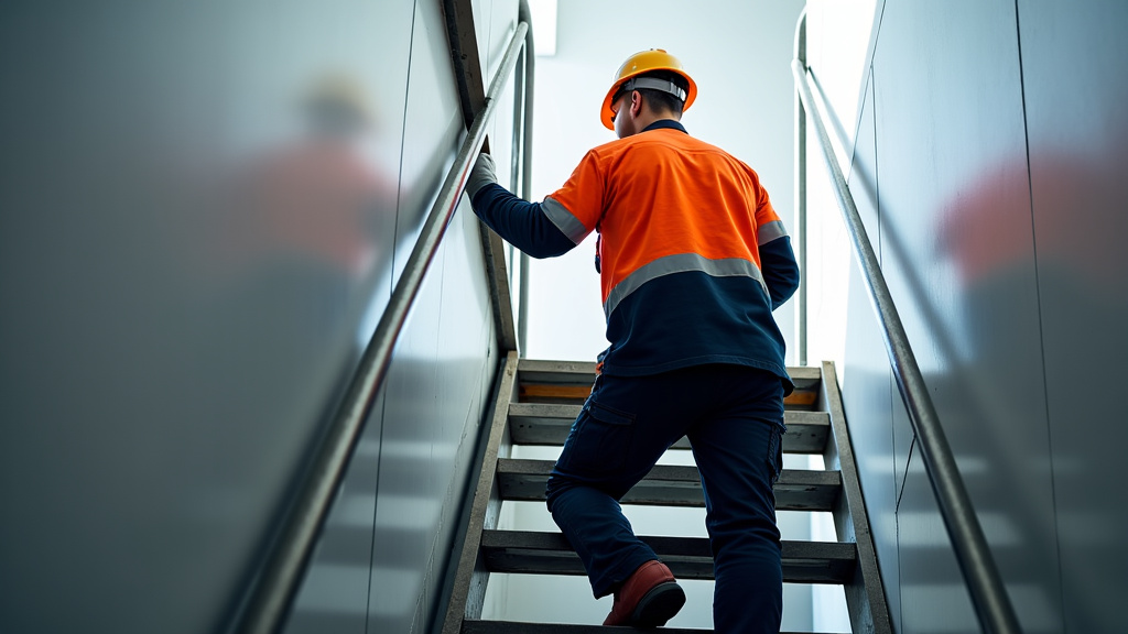 Technicien en train d’entretenir un monte-escalier à Briec