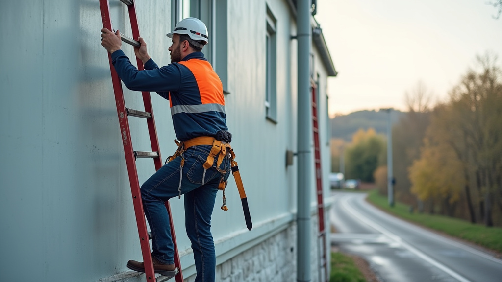 Technicien en train d’entretenir un monte-escalier à Gaillard