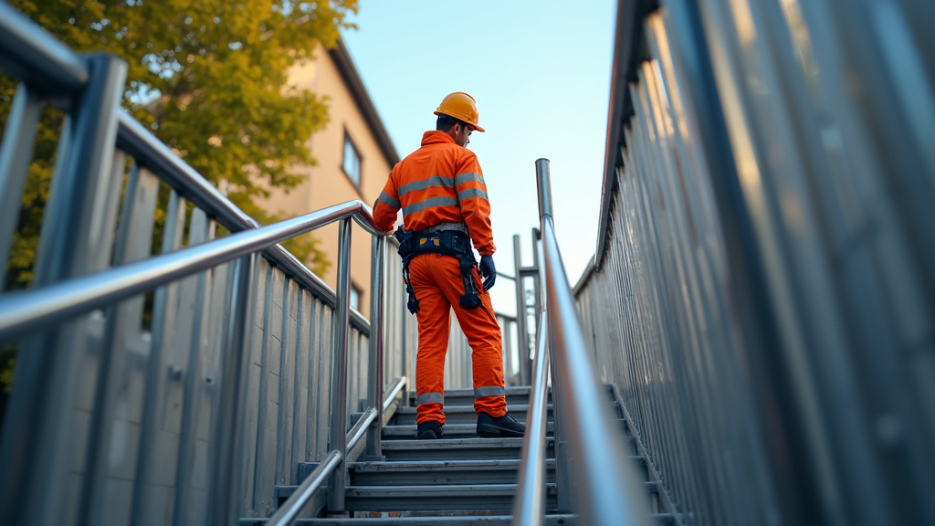 Technicien en train d’entretenir un monte-escalier à Gaillefontaine