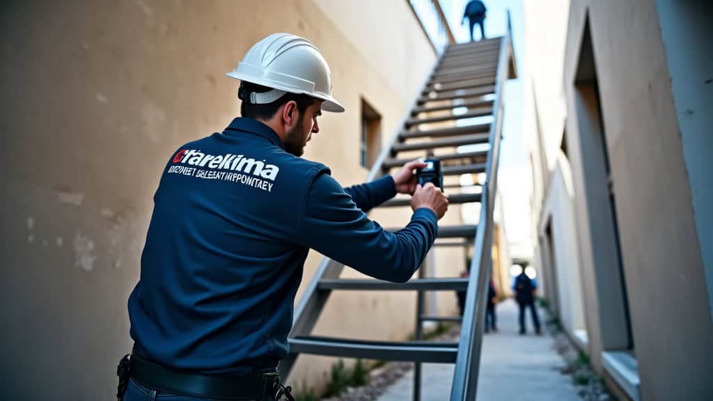 Technicien en train d’entretenir un monte-escalier à Veynes
