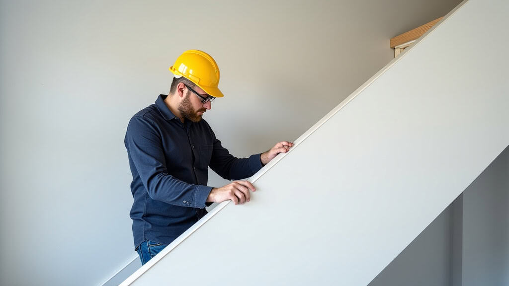 Technicien en train d’étudier la configuration d’un escalier à Barberaz pour une installation personnalisée