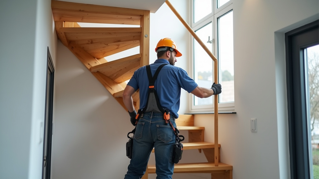 Technicien en train d’installer un monte-escalier à Alençon