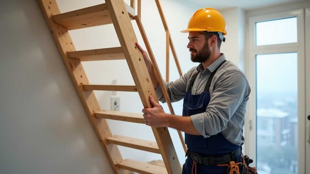 Technicien en train d’installer un monte-escalier à Ancenis-Saint-Géréon