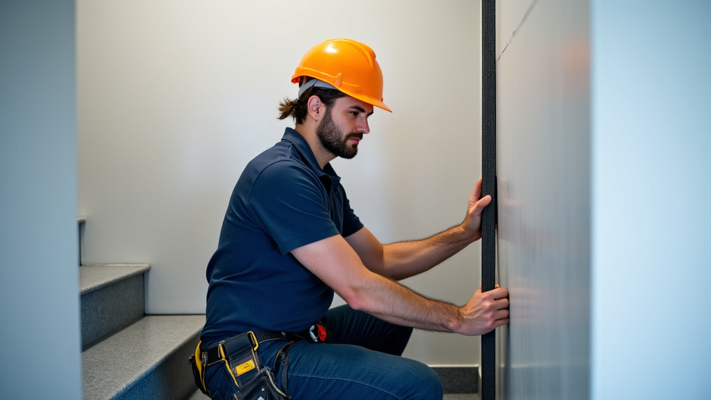 Technicien en train d’installer un monte-escalier à Annezin