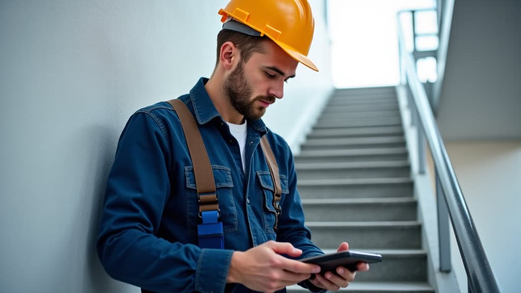 Technicien en train d’installer un monte-escalier à Arc-lès-Gray