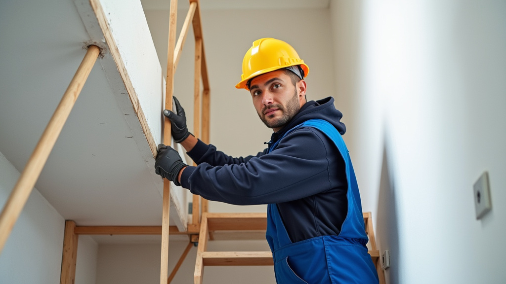 Technicien en train d’installer un monte-escalier à Avranches