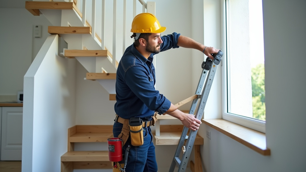 Technicien en train d’installer un monte-escalier à Bangor