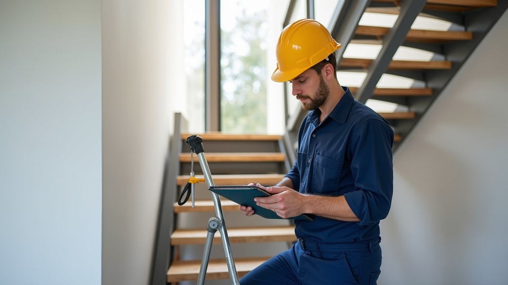 Technicien en train d’installer un monte-escalier à Bertrange