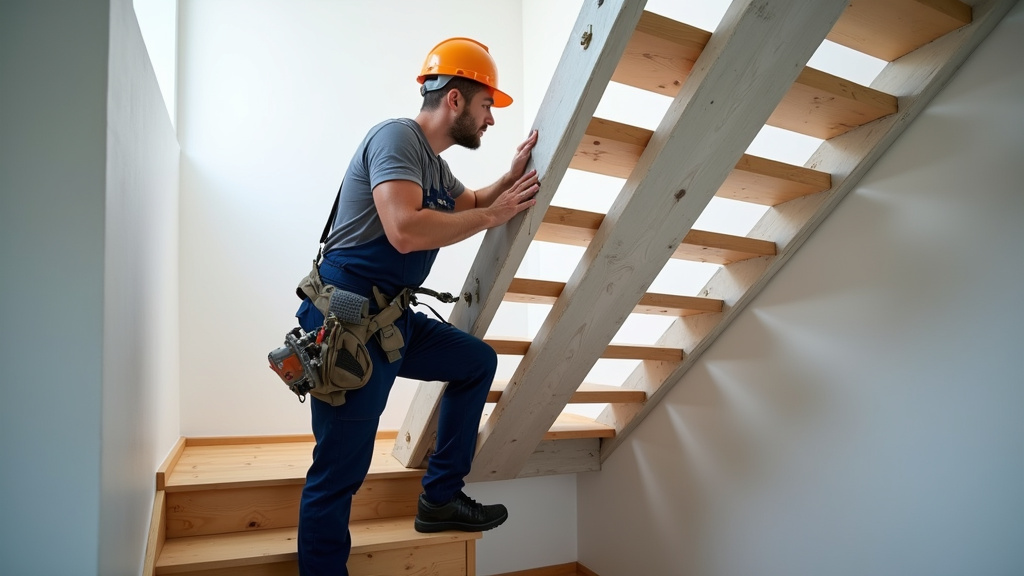 Technicien en train d’installer un monte-escalier à Blotzheim