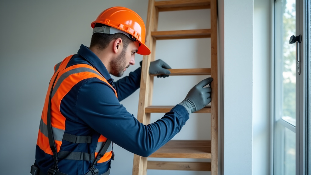 Technicien en train d’installer un monte-escalier à Boussois