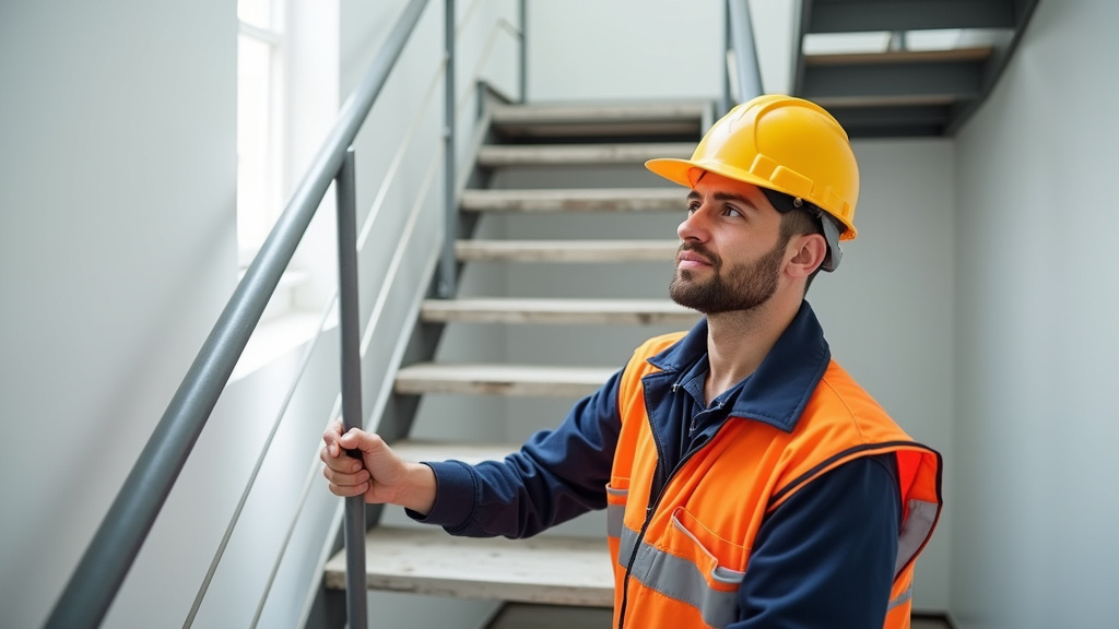 Technicien en train d’installer un monte-escalier à Candé