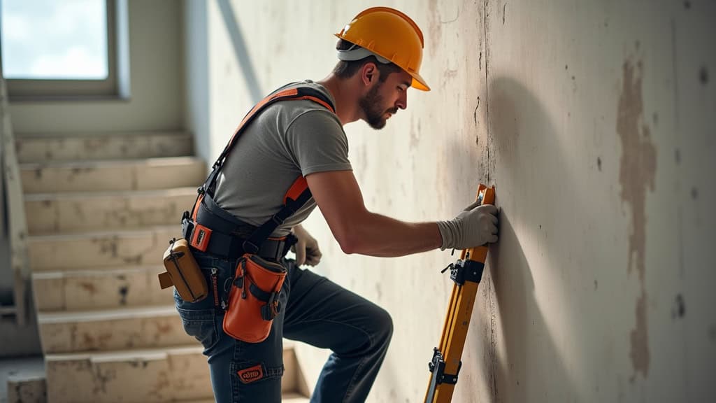 Technicien en train d’installer un monte-escalier à Caumont-sur-Durance