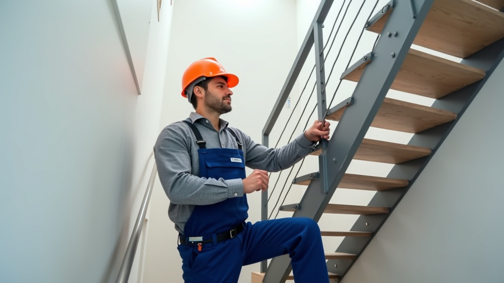 Technicien en train d’installer un monte-escalier à Cépet