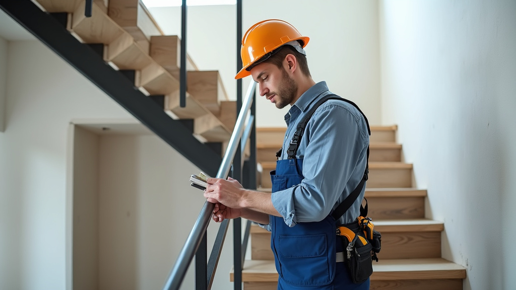Technicien en train d’installer un monte-escalier à Cestas