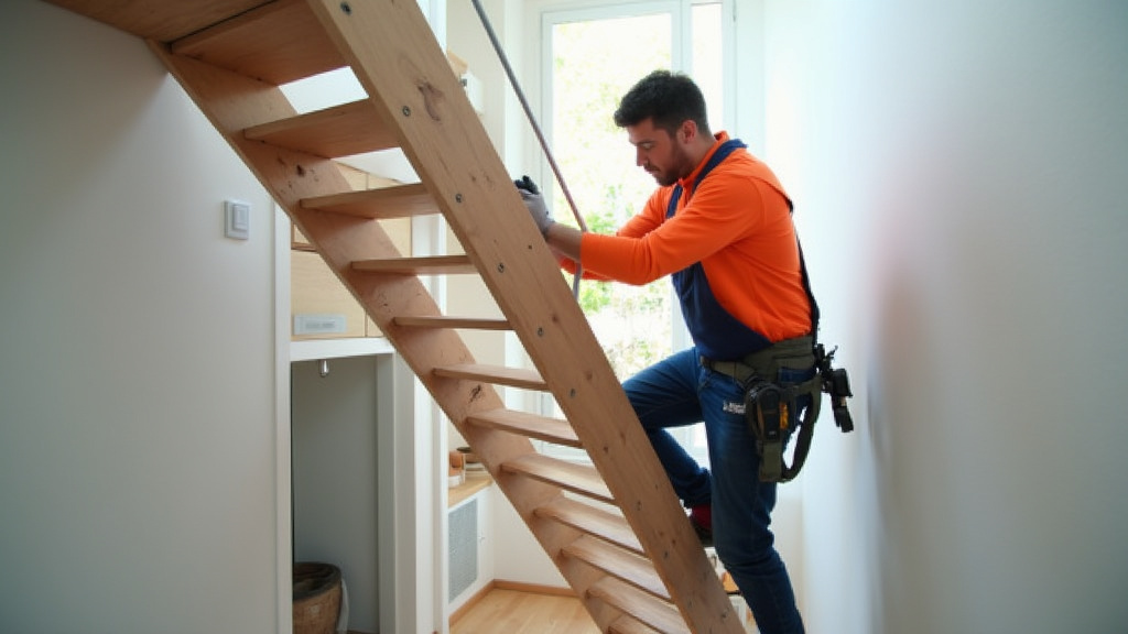 Technicien en train d’installer un monte-escalier à Chambois