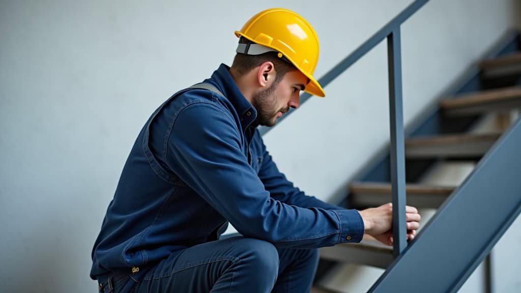 Technicien en train d’installer un monte-escalier à Chaneins