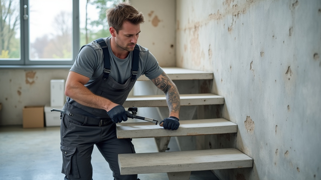 Technicien en train d’installer un monte-escalier à Chavigny
