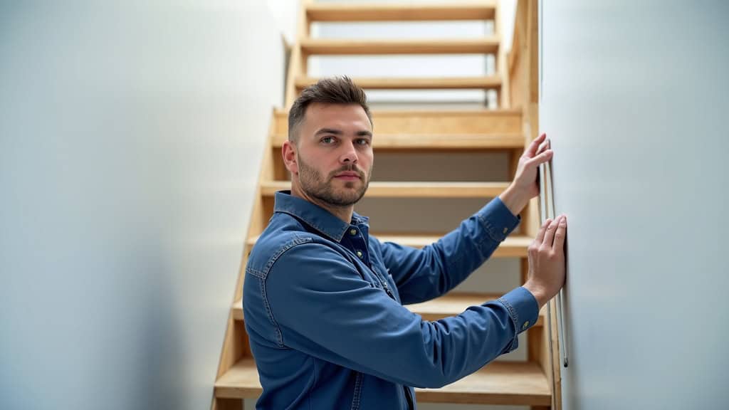 Technicien en train d’installer un monte-escalier à Cormeilles