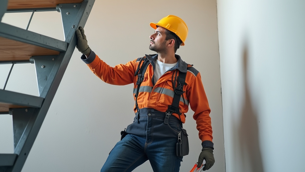 Technicien en train d’installer un monte-escalier à Donnery