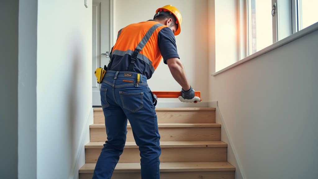 Technicien en train d’installer un monte escalier à Entrechaux