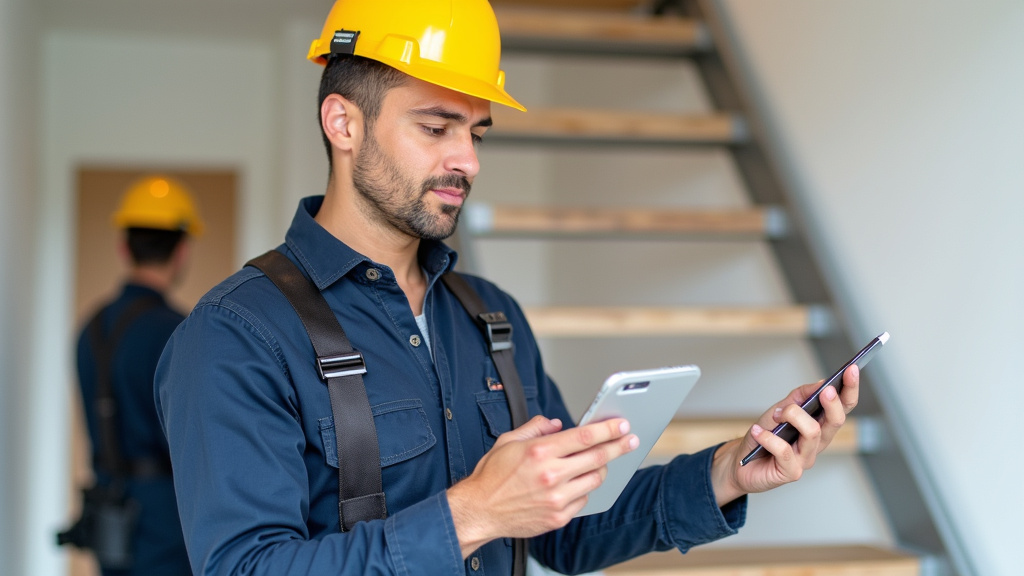 Technicien en train d’installer un monte-escalier à Eurville-Bienville
