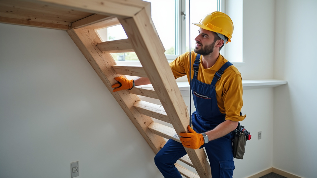 Technicien en train d’installer un monte-escalier à Hirtzfelden