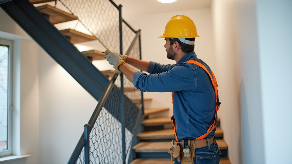 Technicien en train d’installer un monte-escalier à Jacou