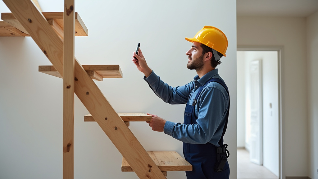 Technicien en train d’installer un monte-escalier à La Frette-sur-Seine
