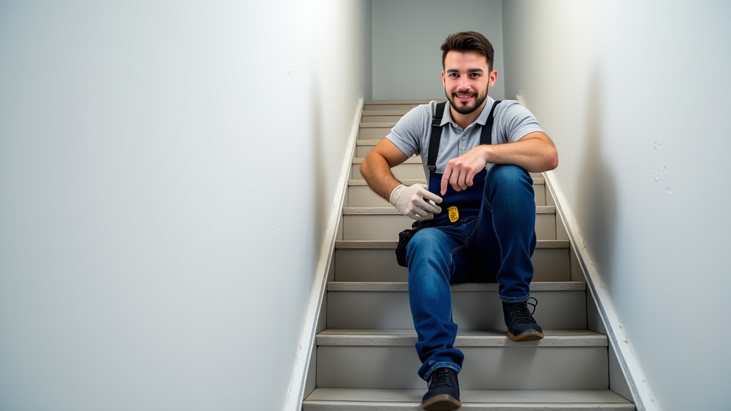 Technicien en train d’installer un monte-escalier à Lectoure
