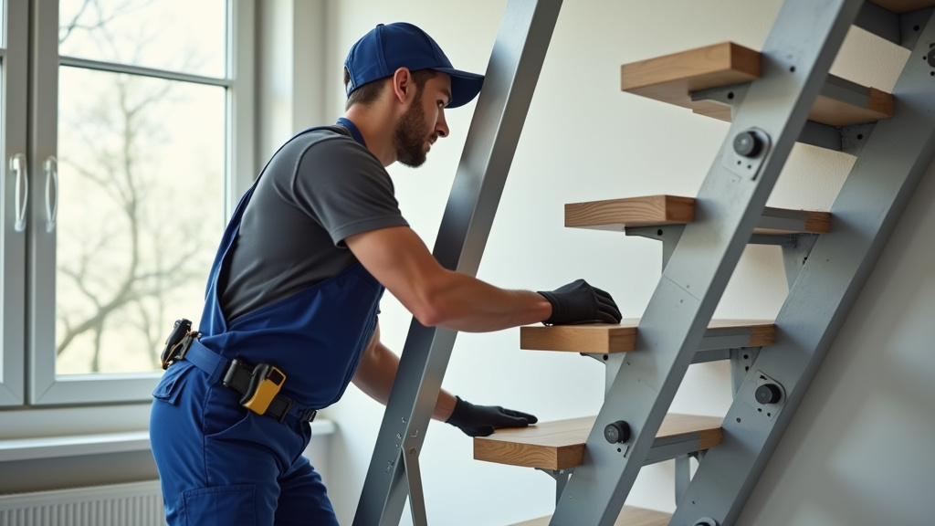 Technicien en train d’installer un monte-escalier à Leers