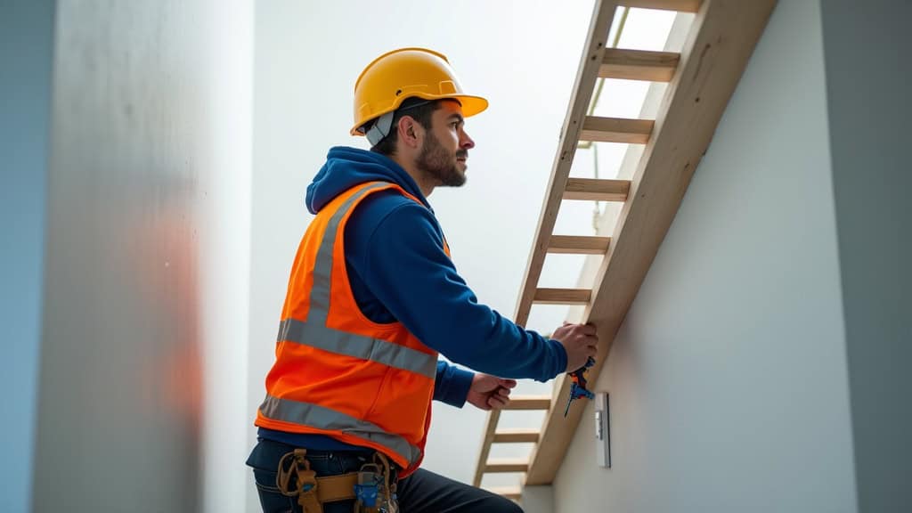 Technicien en train d’installer un monte-escalier à Meyrargues