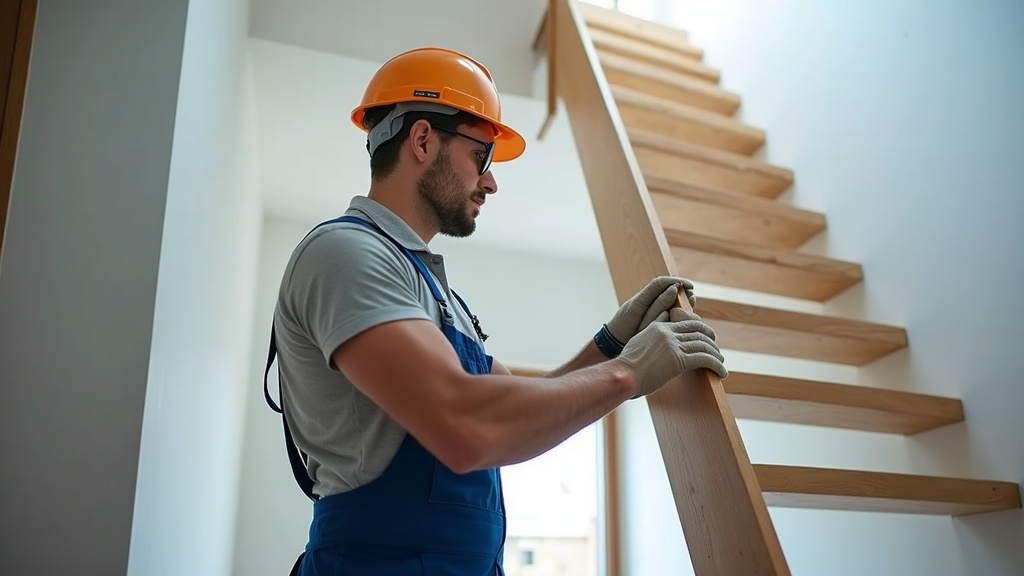 Technicien en train d’installer un monte-escalier à Mondragon
