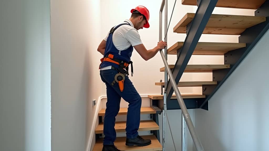 Technicien en train d’installer un monte-escalier à Pégomas