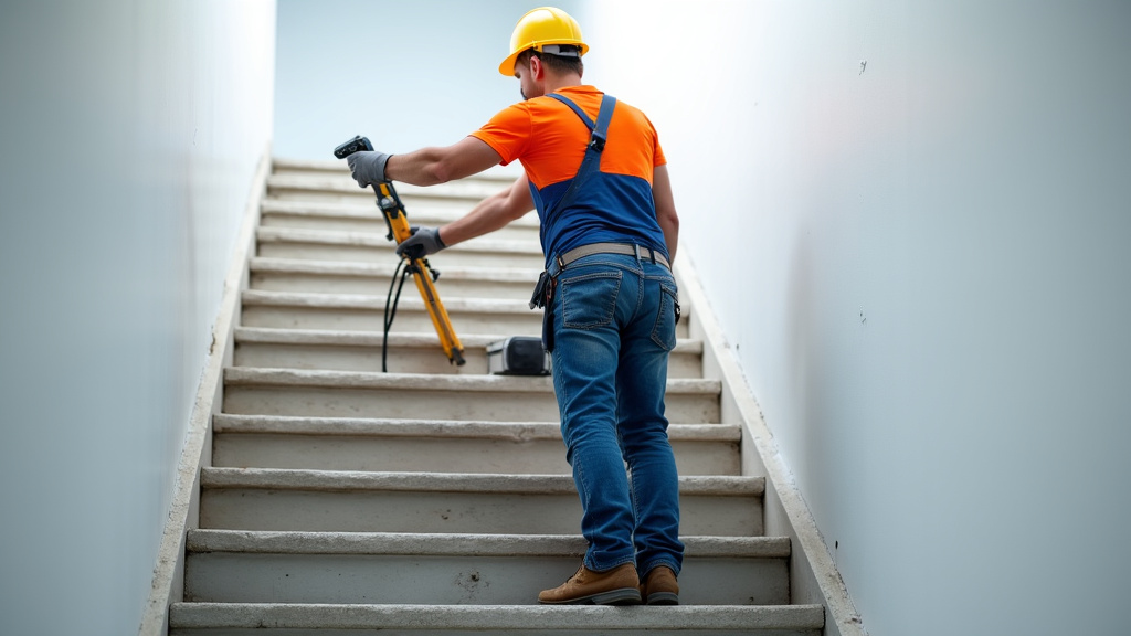 Technicien en train d’installer un monte-escalier à Six-Fours-les-Plages