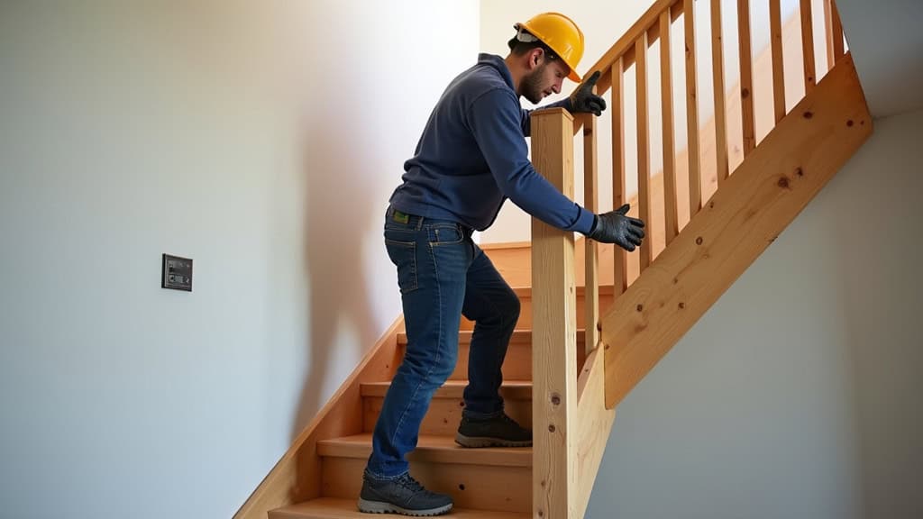 Technicien en train d’installer un monte-escalier chez un particulier à Parçay-Meslay