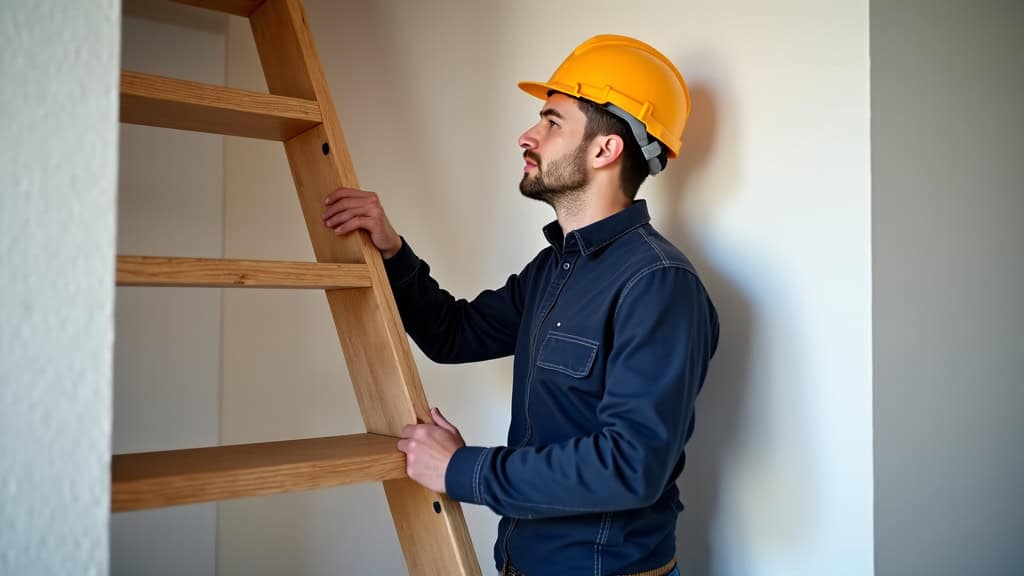 Technicien en train d’installer un monte-escalier dans une habitation à Chauny