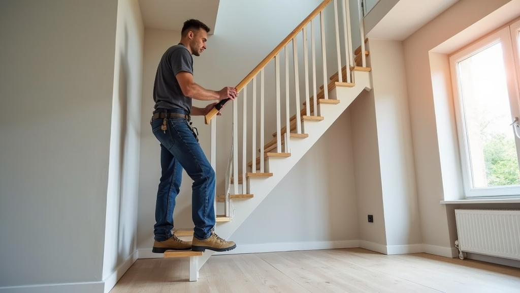 Technicien en train d’installer un monte-escalier dans une maison à Cerbère