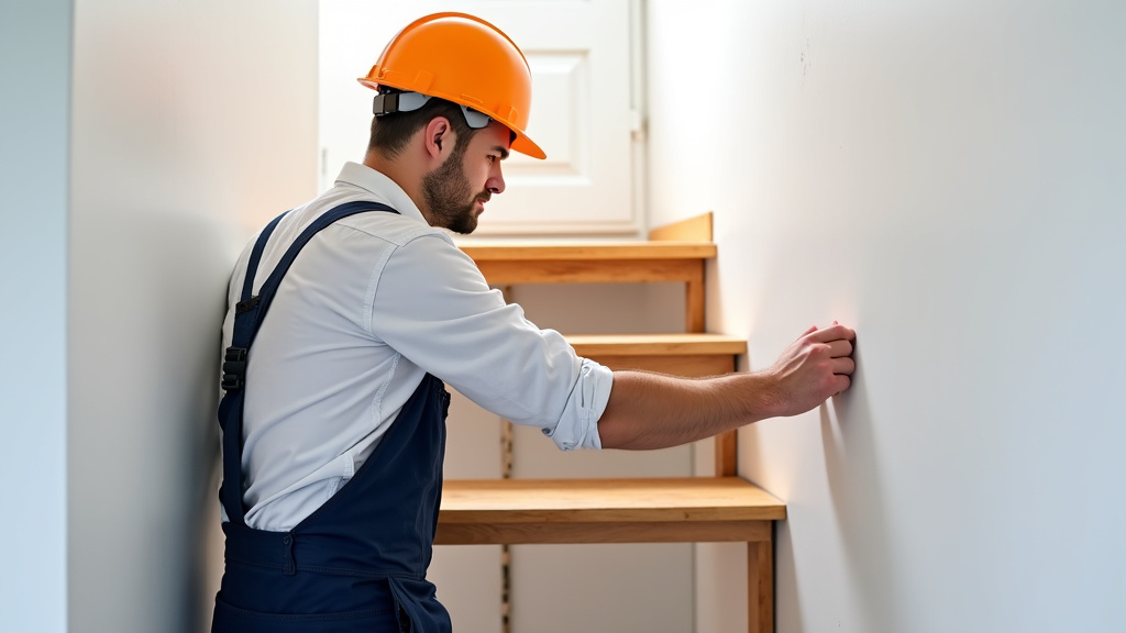 Technicien en train d’installer un monte-escalier dans une maison à Chalindrey